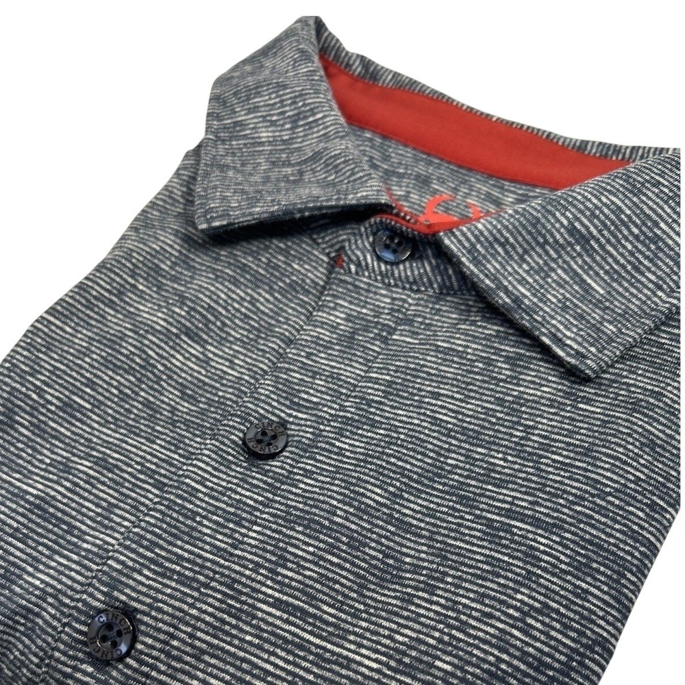 Cinch Men's Short Sleeve Golf Polo Medium Blue Grey Heather Red Logo‎ RN155737
